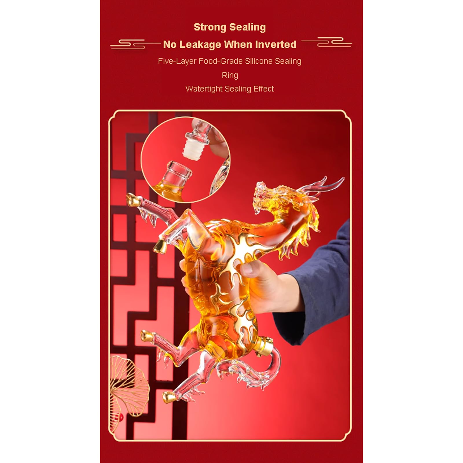 Karafka, Karafka do whisky chińskiego zodiaku Orientalny smok w kształcie konia Butelka wina 1200 ml Kreatywny zwierzęcy pojemnik z przezroczystego szkła na alkohol Tequila Brandy