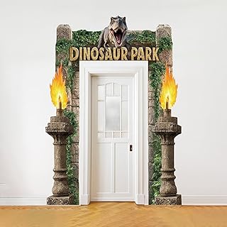 Dinosaur Park Party Decorations Dinosaur Birthday Porch Banner Backdrop Halloween Dino Party Supplies Door Decoration Banner Photo Booth Backdrop Hanging for Dinosaur Park Birthday Photo Props