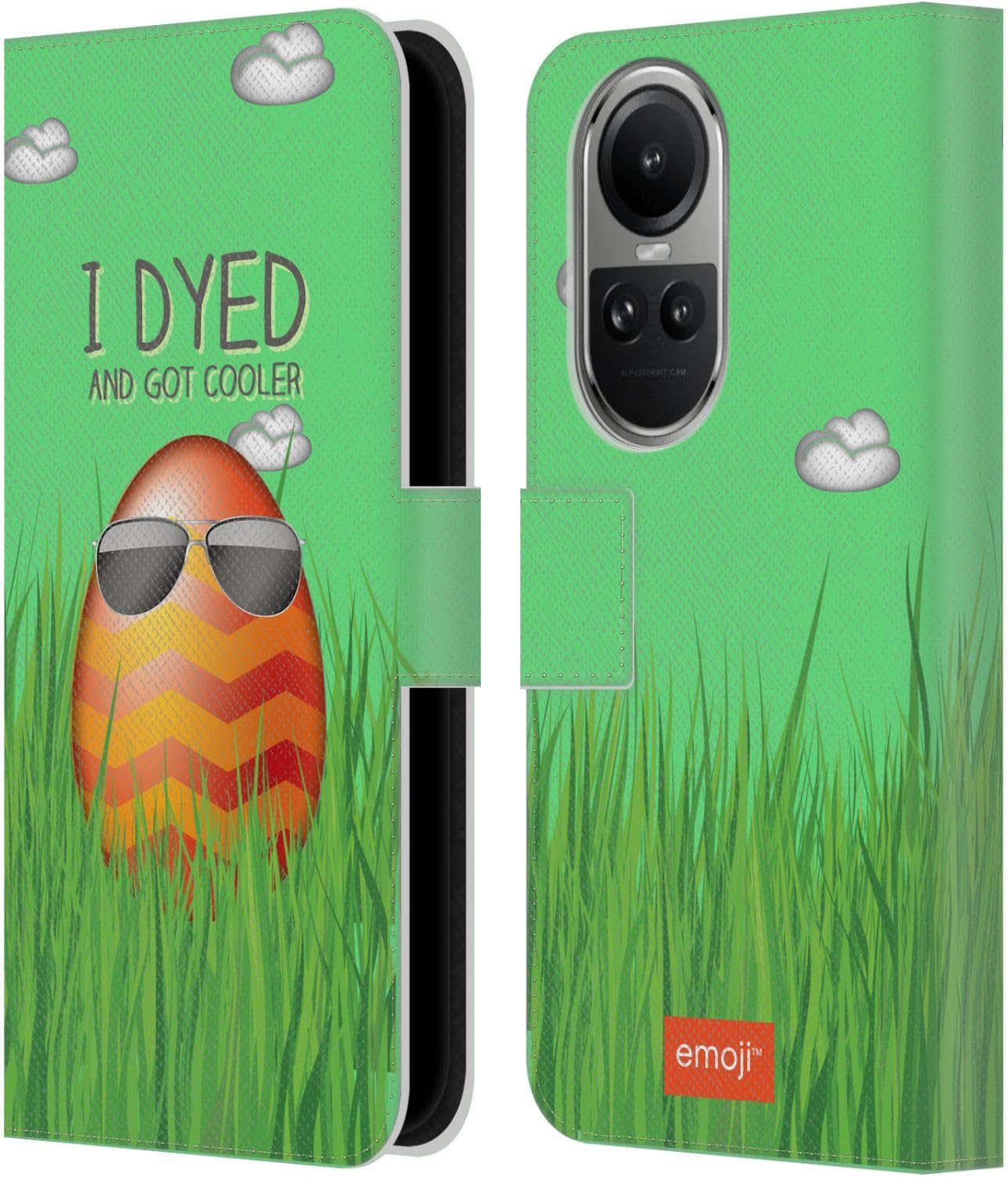 Head Case Designs Officially Licensed Emoji® Cooler Easter Leather Book Wallet Case Cover Compatible with Oppo Reno10 5G / Reno10 Pro 5G