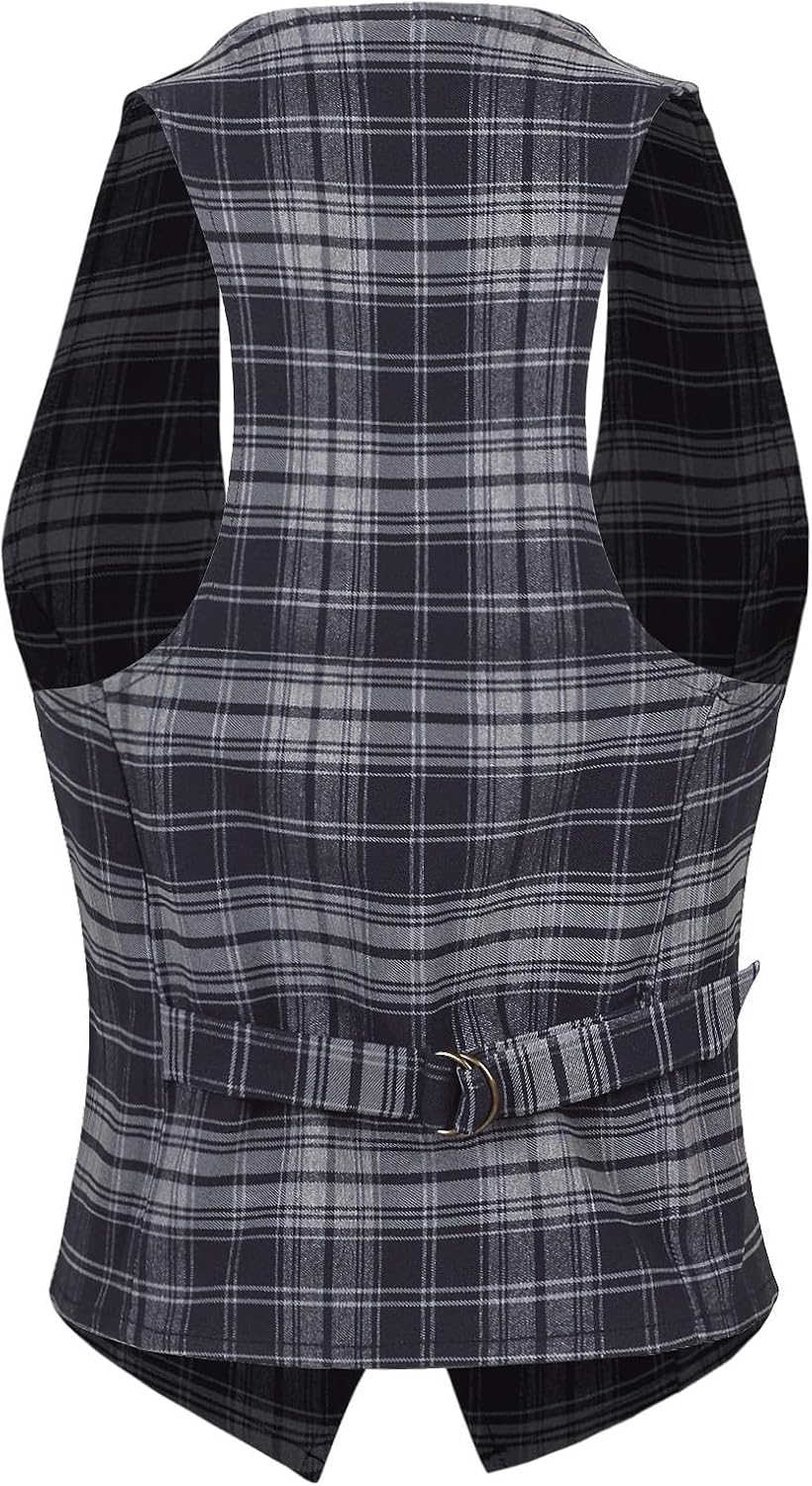Design by Olivia Women's Slim Fit Racerback Tuxedo Vest - Versatile Dressy Casual Waistcoat with Stretch
