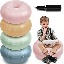 Lewtemi 4 Pcs Flexible Seating for Classroom Elementary 20 Inch Yoga Ball Chair Inflatable Donut Ball Chair with Inflator for Kids Student Sensory Balance Office Exercise