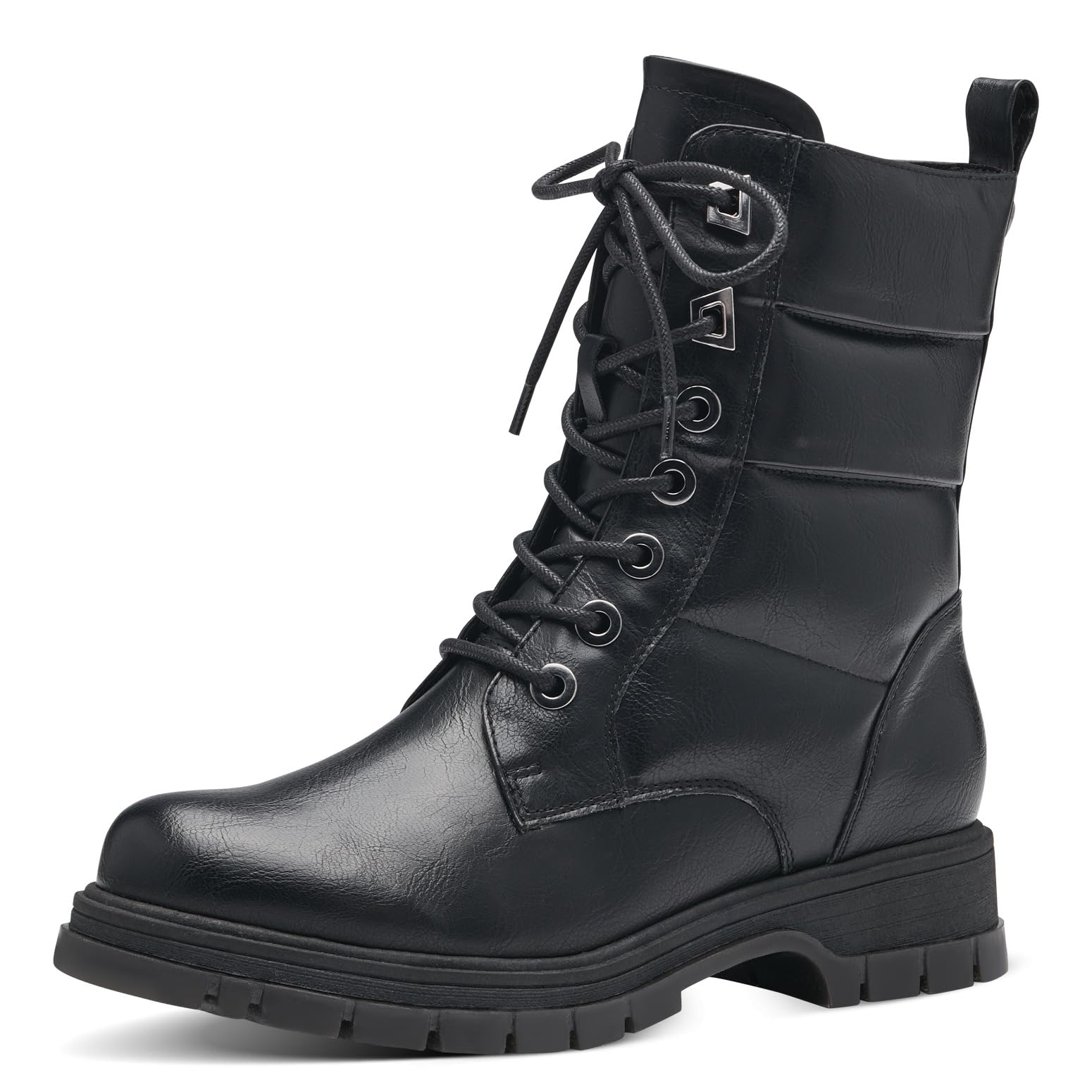 MARCO TOZZI Women's 2-25232-41 Lace Boot Flat, Black, 7.5