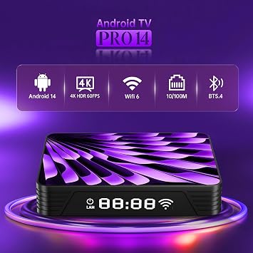 PRO14 Android 14.0 TV Box, 2026 Android Box RK3518 2GB 16GB 4K 8K