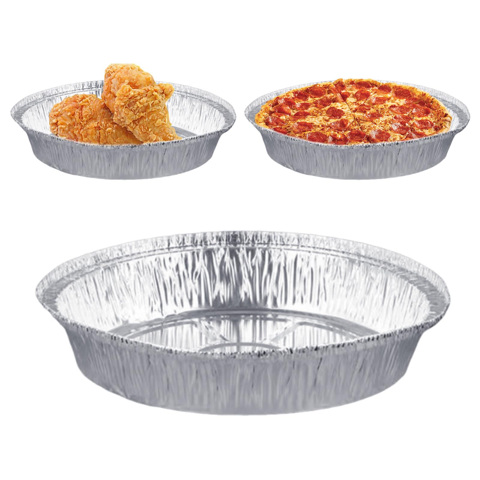 Lot de 10 moules à tarte jetables en aluminium pour la cuisson, la cuisine, le congélateur, les moules ronds en aluminium, parfaits pour quiches, tartes, tartes et plats à emporter (22,9 cm)