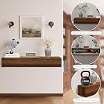 Floating Solid Wood Console Table, 32'' Wall Mounted Narrow Entryway Table with Storage Shelf, Modern Couch Shelves Small Entry Way Tables for Entryway, Front Hall, Hallway (Walnut, 31.5IN)