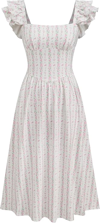 CIDER Floral Print Midi Dress Cap Sleeve Women's Summer Ruffle Sleeve Casual Dresses fashion product photo