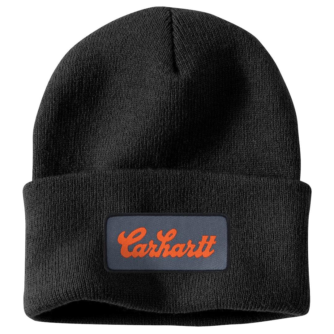 Carhartt Knit Cuffed Script Patch Beanie Black