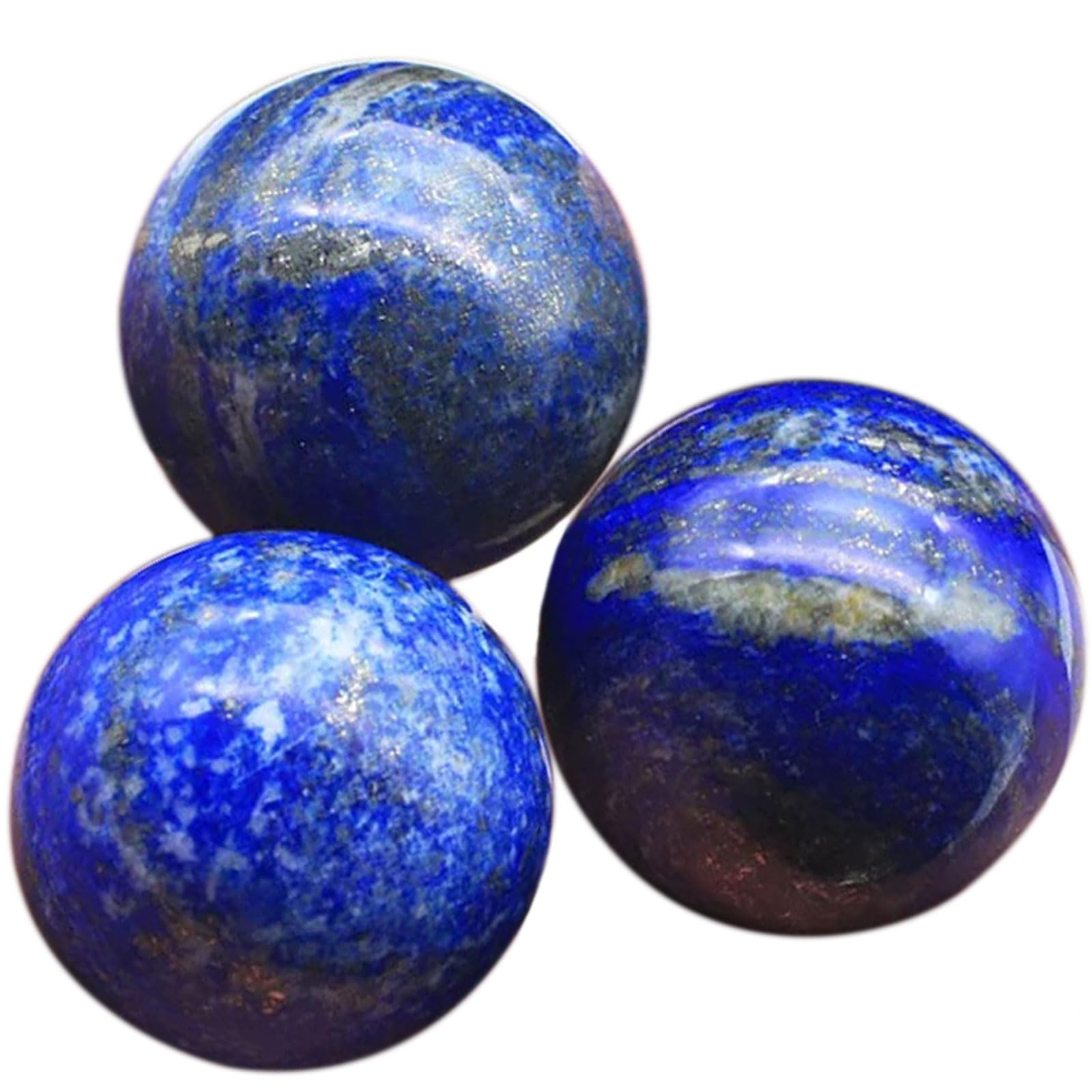 DGHBCYA Natural Crystal Spheres Lapis Lazuli Polished Divination Ball Small Size Fengshui Decorative Sphere Reiki Healing Stone Crystals Ball, 3Pcs,30~35mm