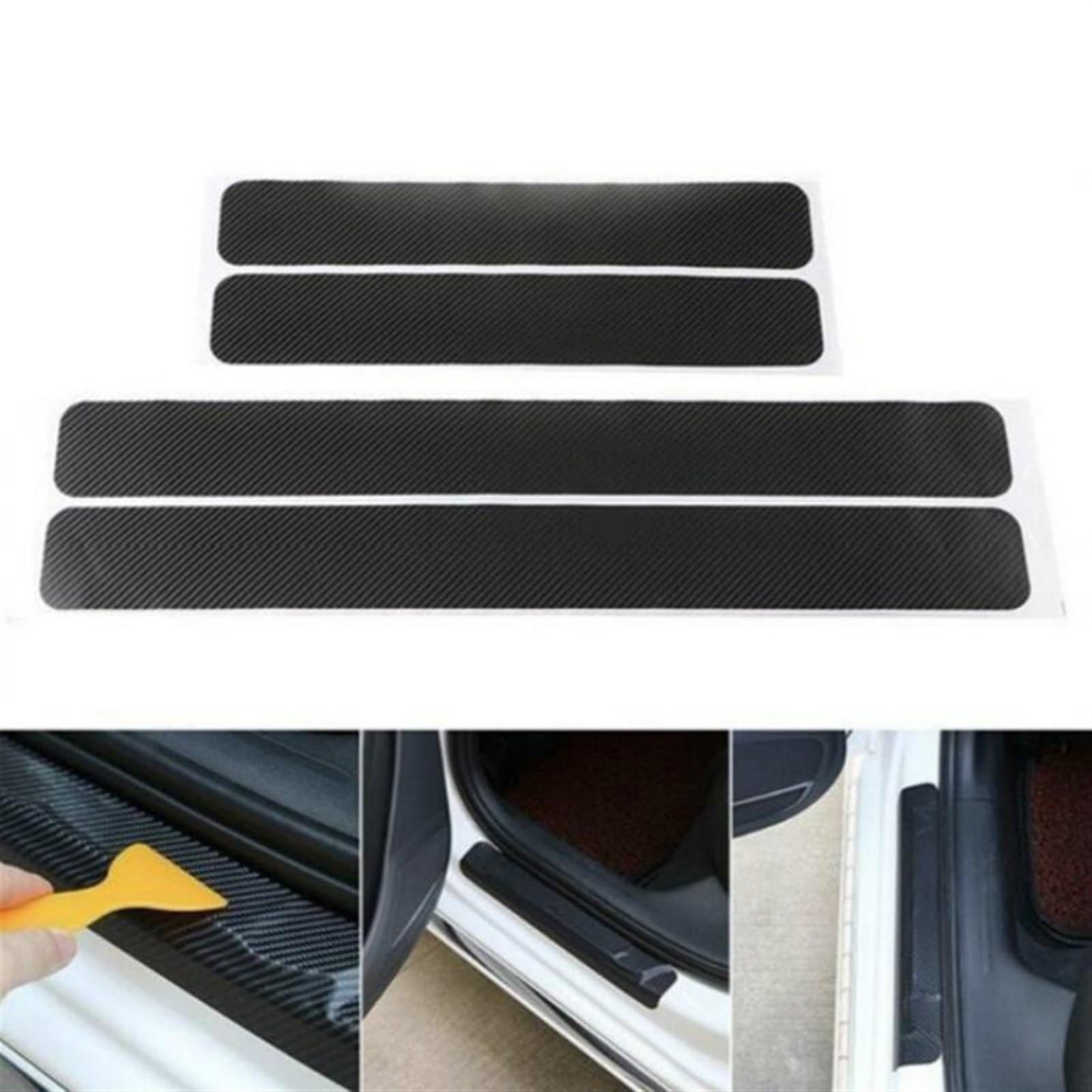 Tira Protectora de Parachoques 4 Pegatinas para Puerta de Coche 60 cm x 6,8, universales, antiarañazos, Fibra Carbono