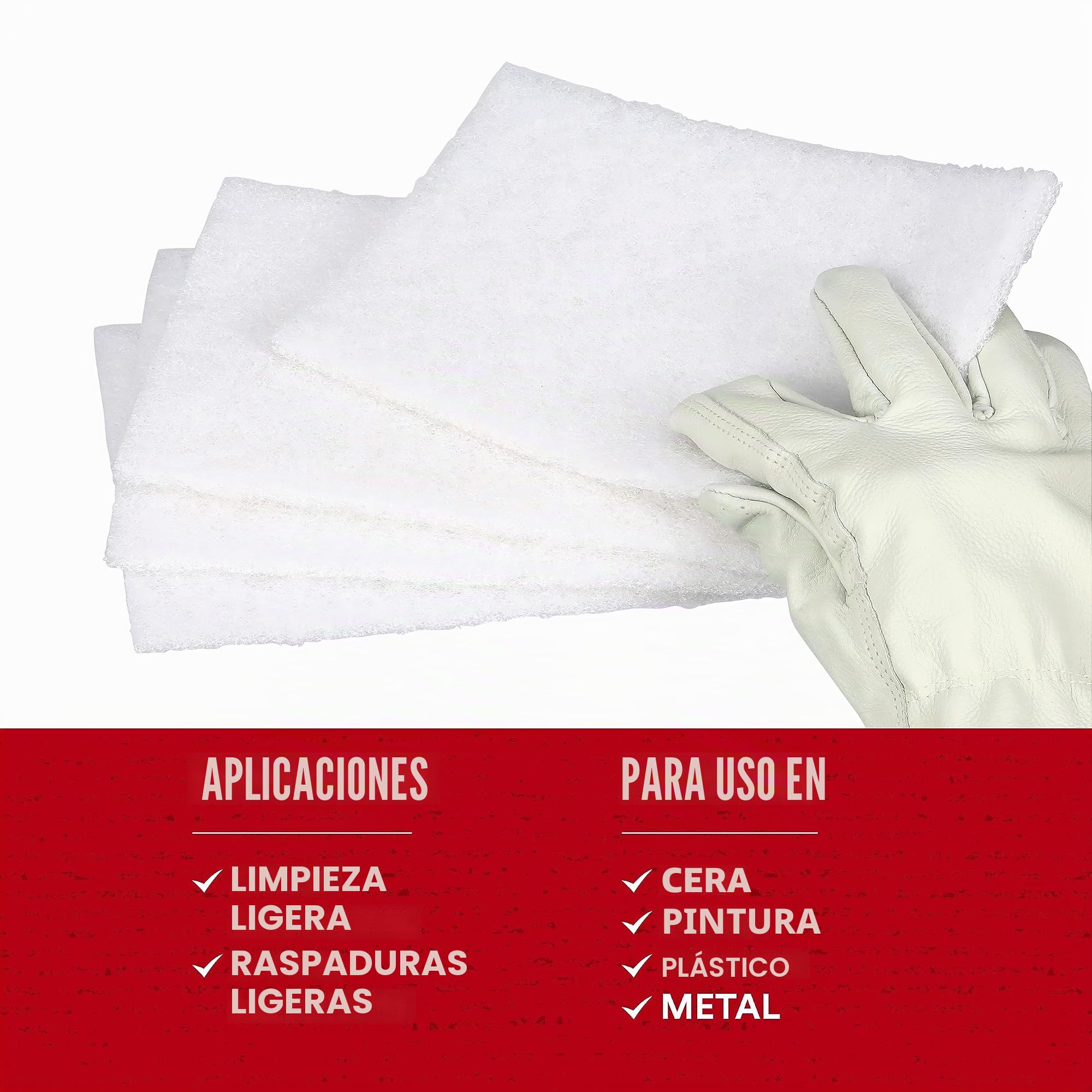 Scotch-Brite(TM) Almohadilla de limpieza ligera 7445, silicato de aluminio, 9 cm de largo x 6 cm de ancho, color blanco (paquete de 20), Pack of 20
