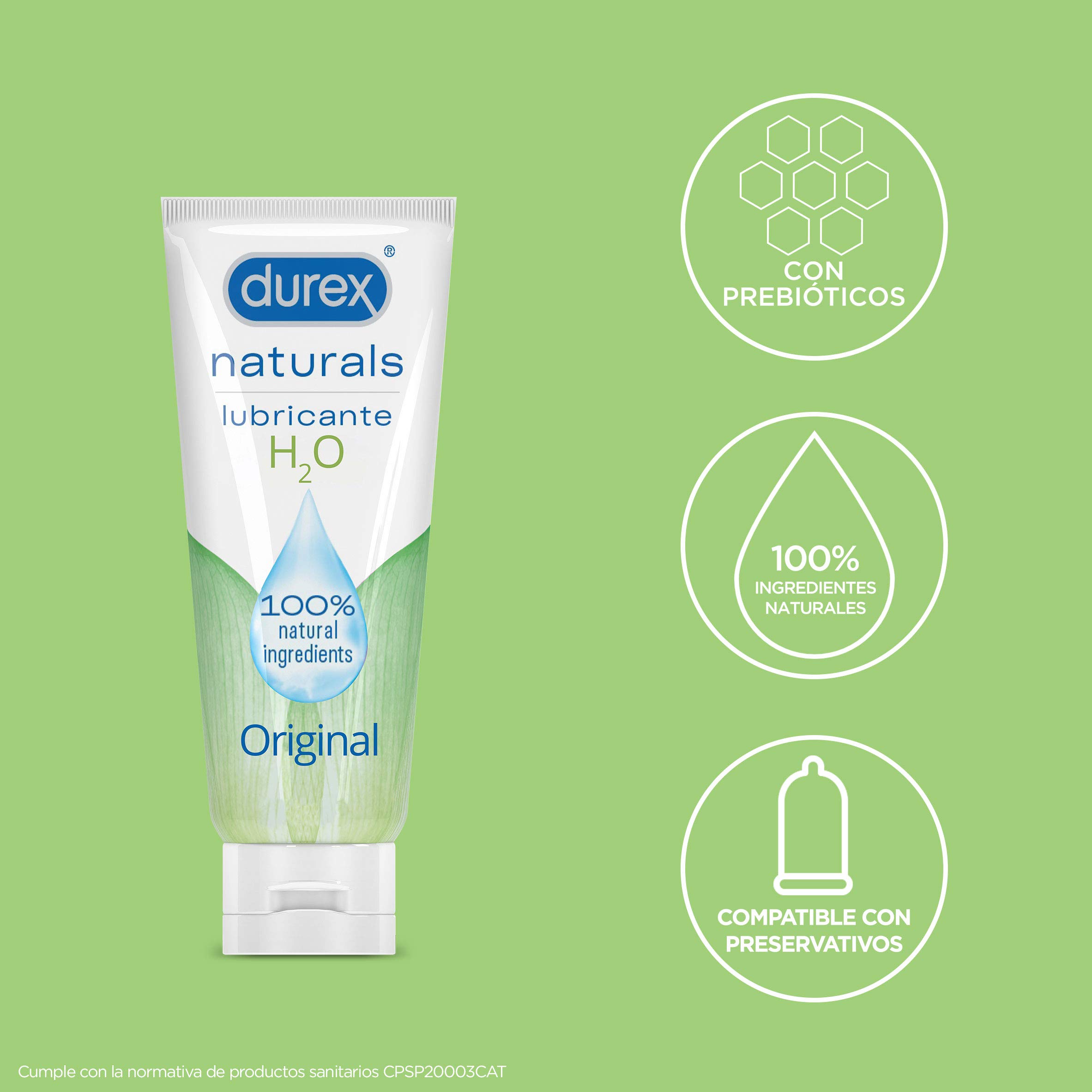 Durex Preservativos Natural Originales 24 unidades + Lubricante Naturals H2O de Base Agua 100ml