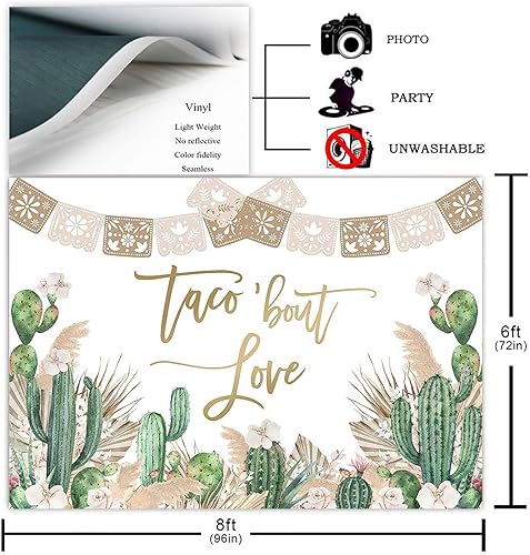 Miniatura 2 de Avezano Taco Bout Love - Telón de fondo de despedida de soltera bohemio de hierba de las pampas, despedida de soltera, fotografía, fiesta, cactus,