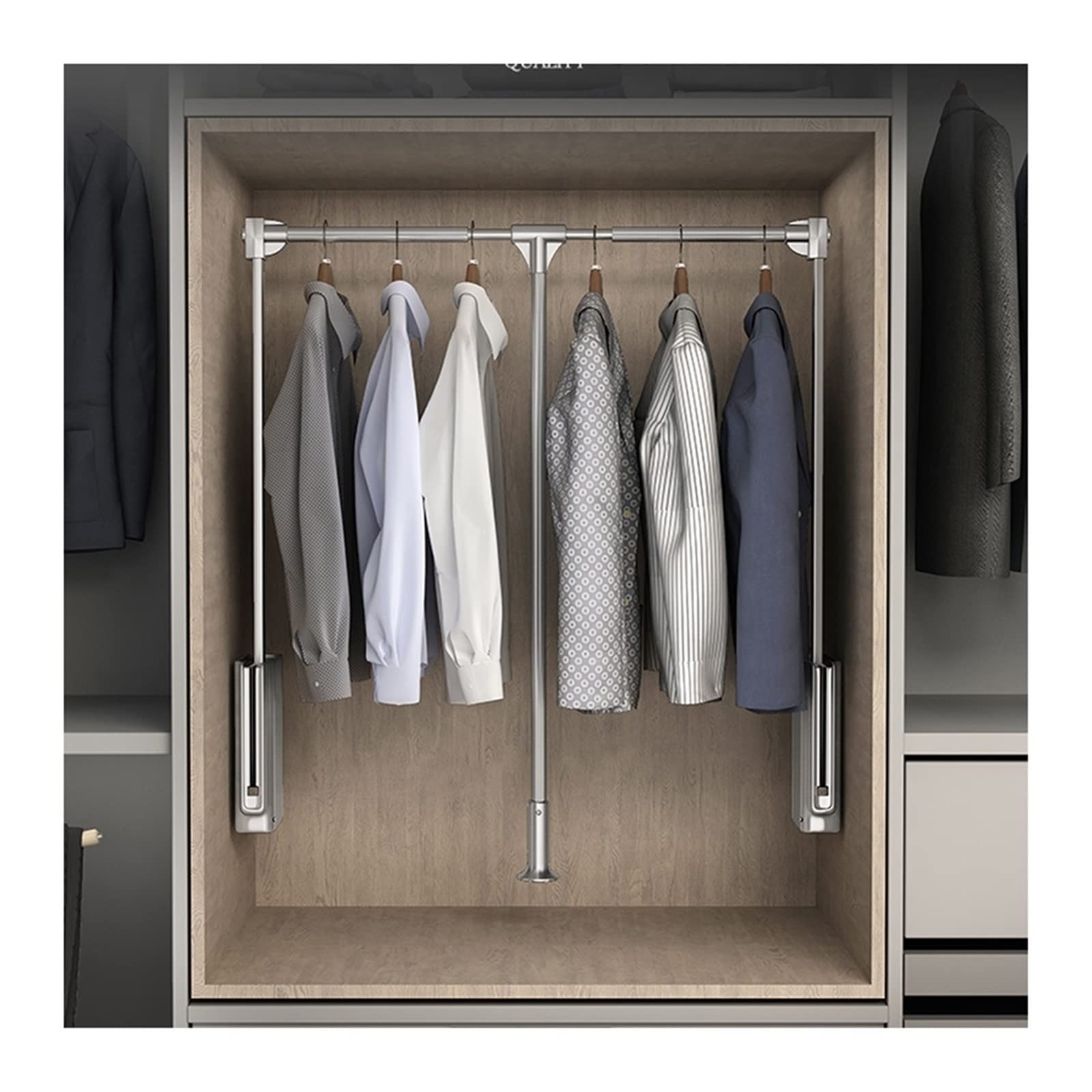 HTTGDGDH Adjustable Pull Down Closet Rail, Heavy Duty Aluminum Hanger System, 564-1210Mm, Max Load 30Kg, Space-Saving Closet Lift Rod For Efficient Storage Solution,660-890mm