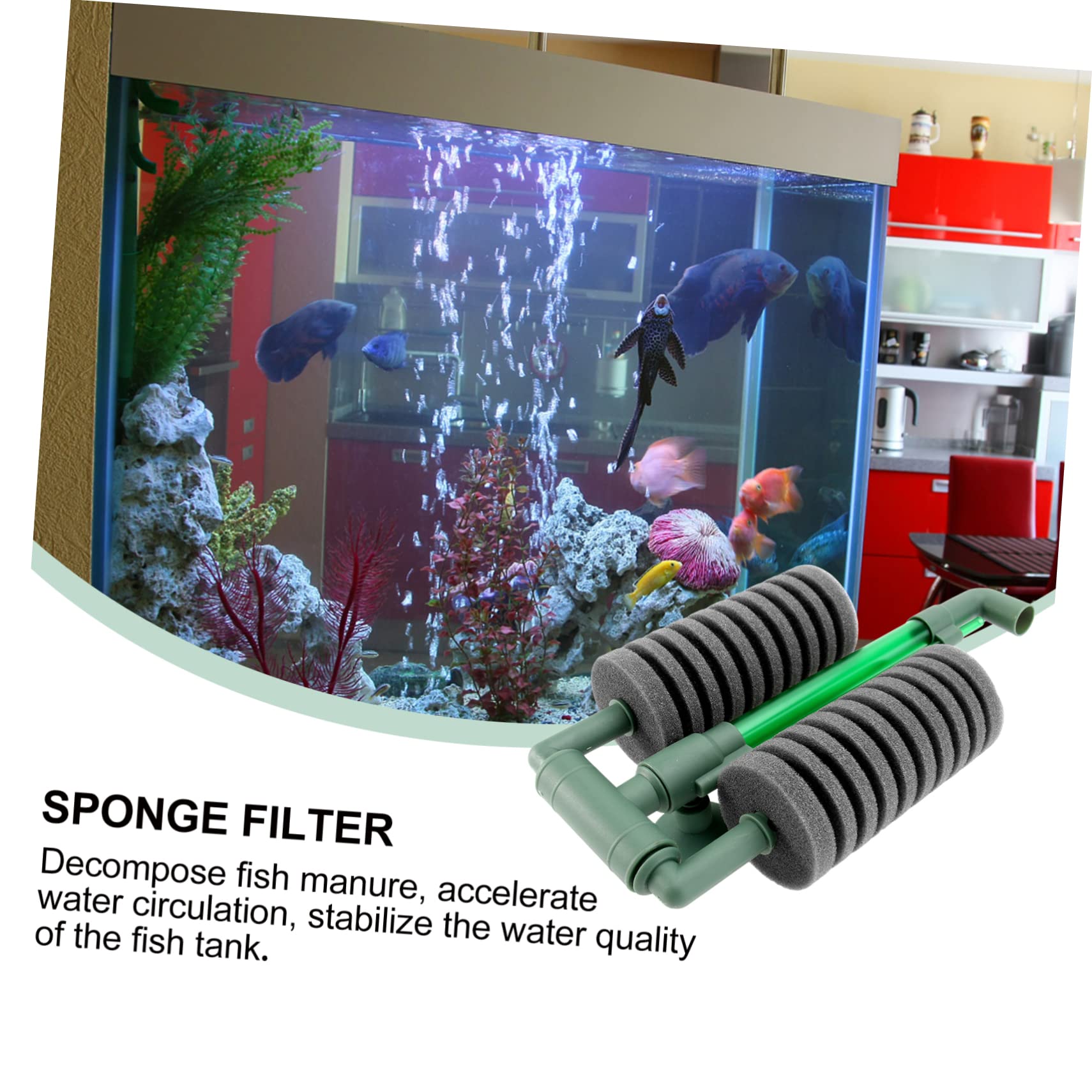 POPETPOP 3stücke Biochemischer Aquarienfilter Mit Doppel-Schwamm Leise Wasserpumpe Für Belüftung Im Aquarium Geeignet Für Fisch Und Schildkrötenbecken