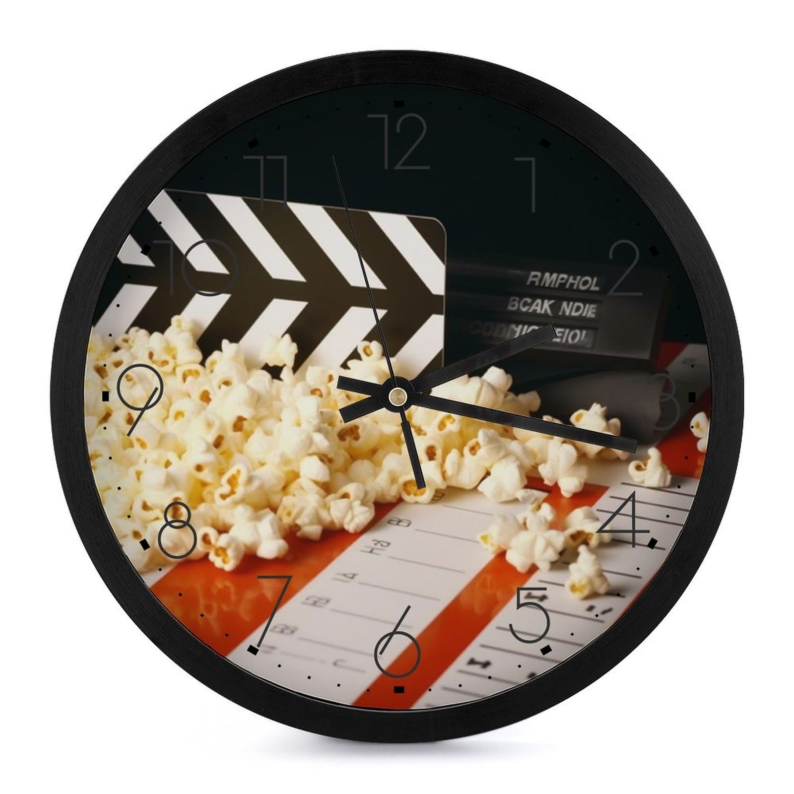 Horloge murale décorative pop-corn pour ambiance ciné salon