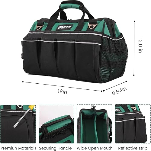 Miniatura 2 de Bolsa de herramientas resistente de 17.13 pulgadas, bolsas de herramientas de 24 bolsillos para hombres, mango suave, cremallera grande, 12