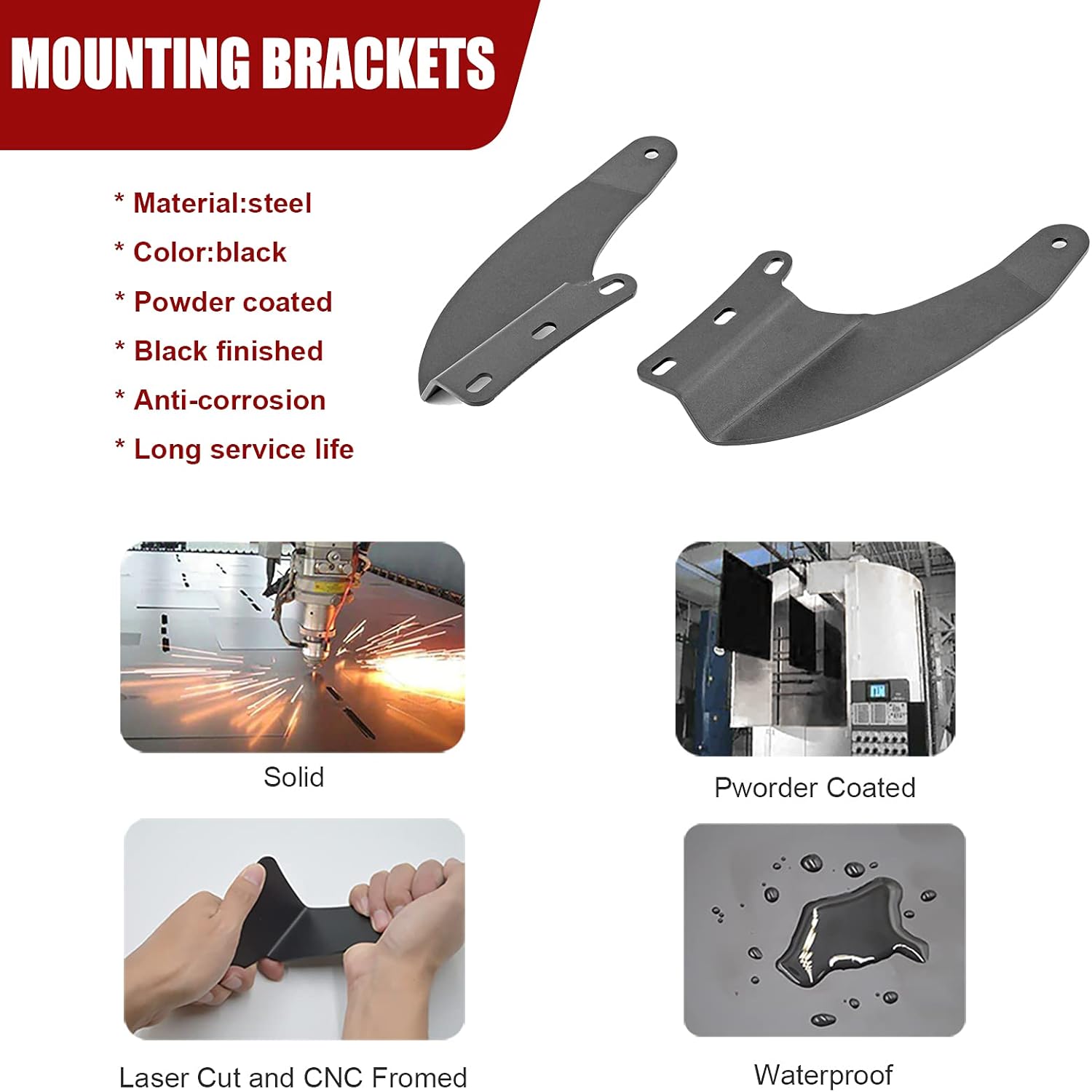 42'' Curved LED Light Bar Upper Roof Windshield Mounting Brackets Compatible with Toyota Tacoma 1995-2004 4Runner 1995-2002