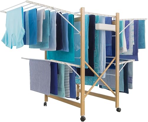 Séchoir à Linge Pliable Deluxe capacité 27M Blanc et Effet Bois Probache