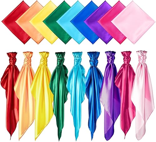 Geyoga 9 pañuelos de tela para jugar con arco iris, bufandas creativas, vestido de malabarismo, 35 x 35 pulgadas