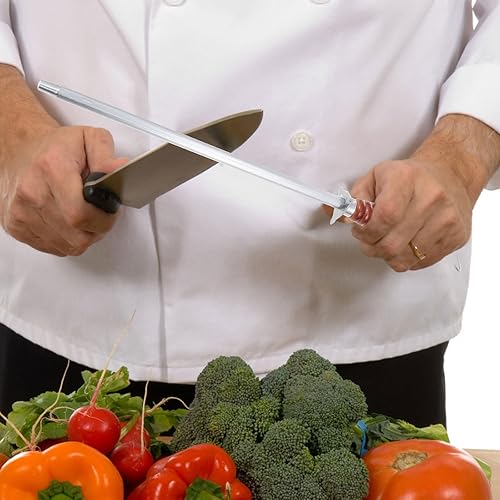 Miniatura 6 de COHEALI Ergonomic Handle Cutter Sharpening Rod Kitchen Honing Stick Wood Carbon Steel Fast Sharpening Tool for Chef Butcher and Home Use