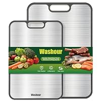 Washour Non Toxic Titanium Cutting Board for Kitchen, Food Grade Titanium Cutting Boards 2 in 1 Double Sides, Non Slip Cutting Mat (18”×16” + 16”×11”)