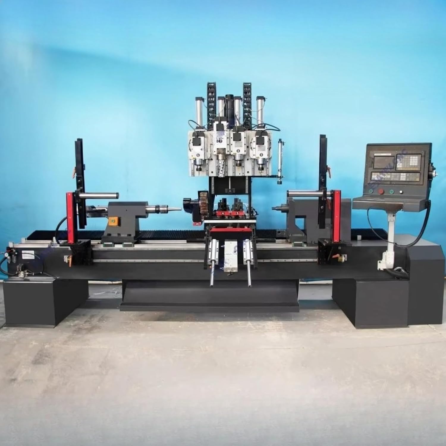 4 Spindle CNC Wood Lathe Machine Automatic Wood Turning Lathe for Table Legs Bowls Crafts Multi Spindle Industrial Woodworking Lathe Heavy Duty