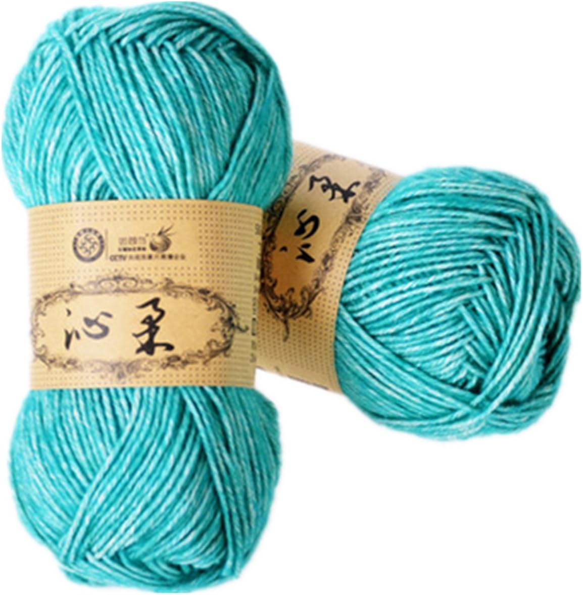 Celine lin 2 Skeins Hand Knitting Cotton Yarn Baby Thread Crochet Cotton Warm Baby DK Line,Light Green and White