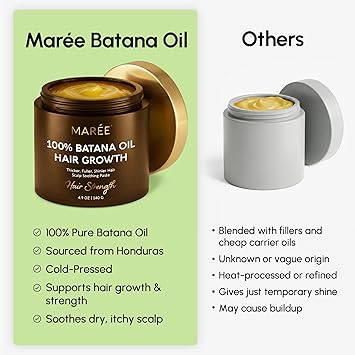 MAREE Batana Oil for Hair Growth 100% Natural Botana Oils Hair Growth Raw Batama Oil Paste from Honduras Density, Thickness & Scalp Soothing for Women and Men Aceite de Batana Para el Cabello