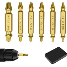 6-Piece Professional Screw Extractor Set, HSS 4341 Gold Left Extractor for Damaged Screw Remover Extractor, Left Hand Driver for Removing Broken Bolts