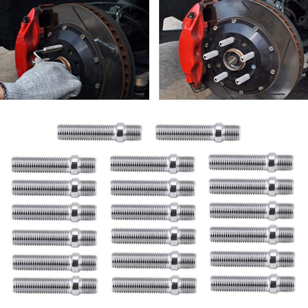 Perno de rueda extendido, 20pcs 50mm Conversión de perno de ruedas extendido 12x1.5 a 12x1.5 Adaptador de tornillo apto para 1998-2008