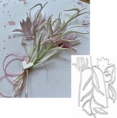 Juego de 3 troqueles de metal de hojas de flores, marco de hojas de flores en 3D, plantillas de corte de boda para álbumes de recortes, álbumes de