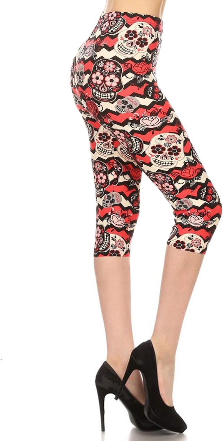 Leggings Depot Women's High Waisted Skull & Halloween Print Leggings