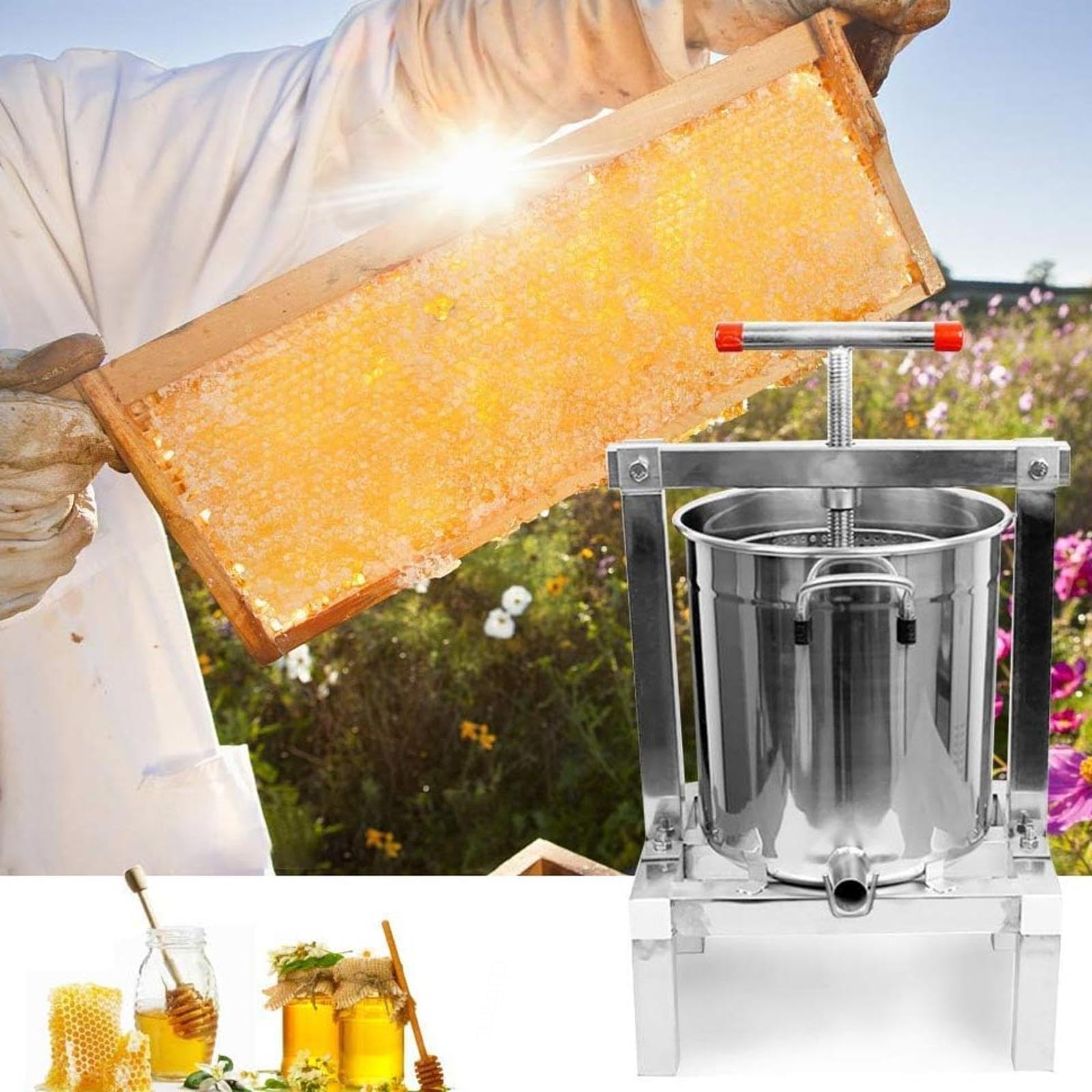Estrattore Manuale per Miele Pressa per miele in acciaio inox manual honey press extractor Attrezzatura apicoltura per Uva Frutta e Verdura Uso Domestico