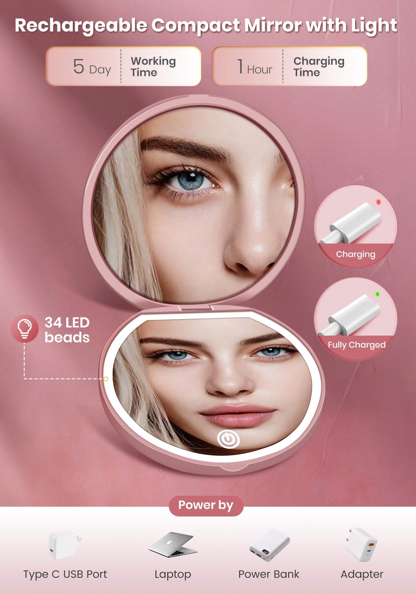 Rechargeable 40X Magnifying Makeup Mirror -5 Rechargeable 40X Magnifying Makeup Mirror -5