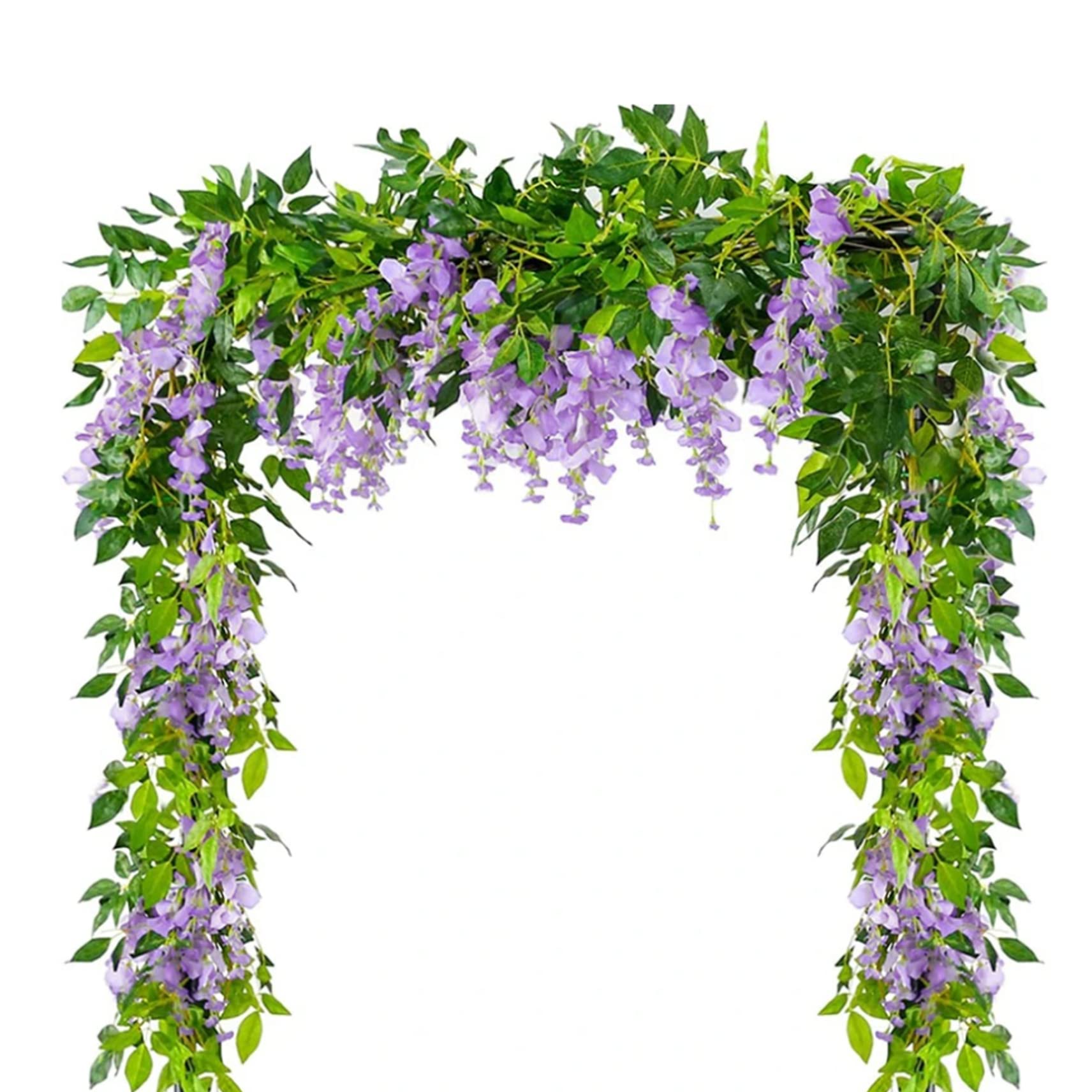 Wisteria fausse glydacie garland en soie | Tiges souples de glycine pourpre 4 pièces