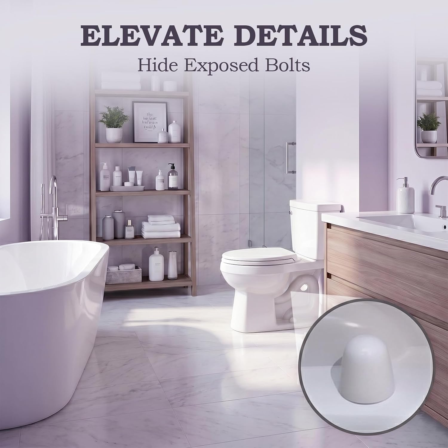 40 Pcs Toilet Bolt Covers, Push on Tall Toilet Bowl Screw Caps for Bottom of Toilet 1.44 Inches