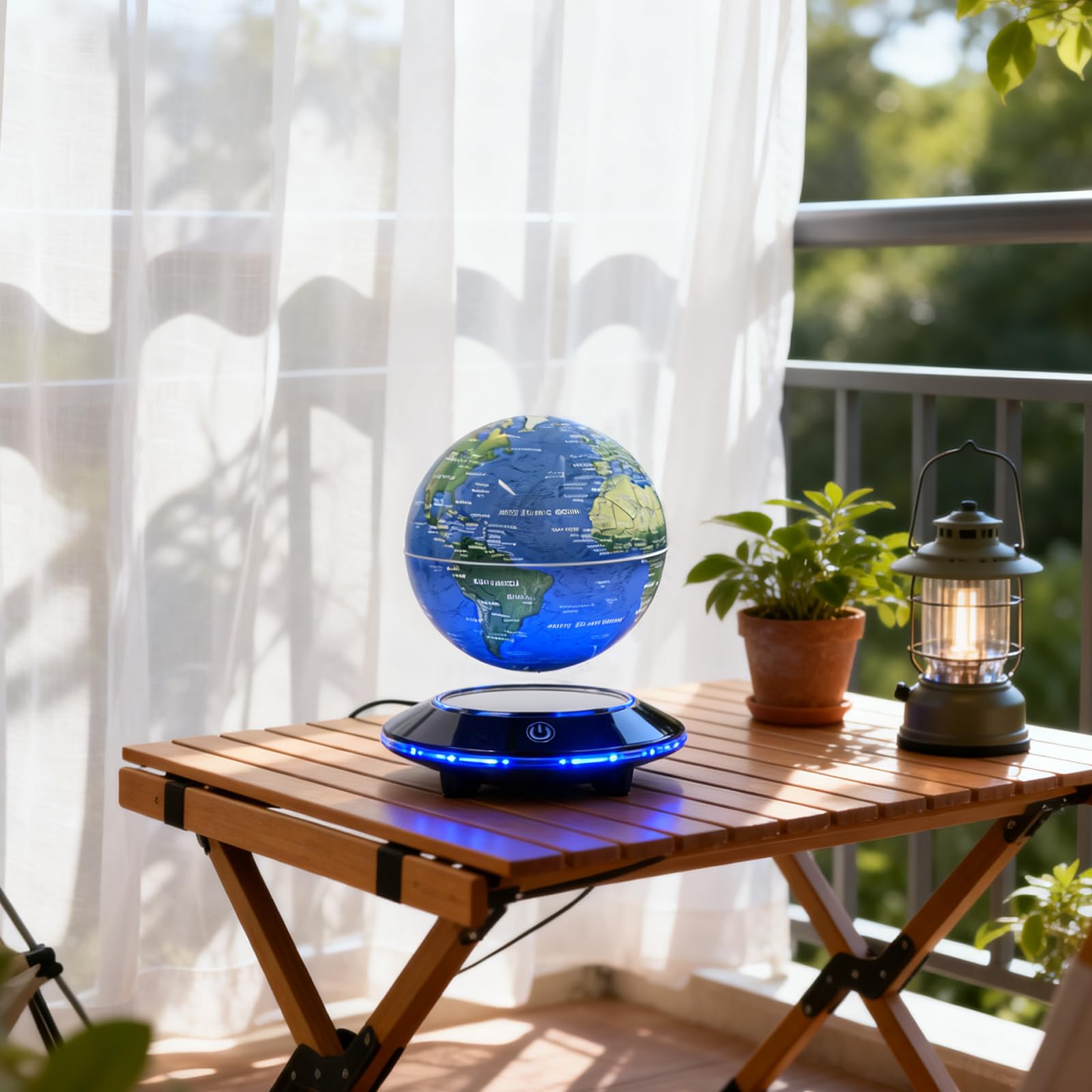 Globo magnetico a levitazione, 6 pollici Mappamondo galleggiante a levitazione LED, rotazione automatica sospesa a mezz'aria con controllo tattile per la decorazione della scrivania di casa e ufficio