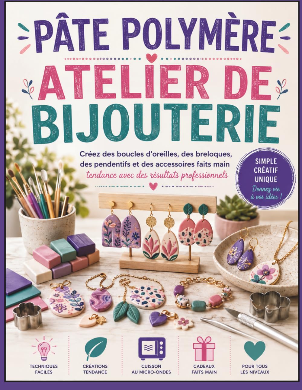 PÂTE POLYMÈRE ATELIER DE BIJOUTERIE: Créez des boucles d'oreilles, des breloques, des pendentifs et des accessoires faits main tendance avec des résultats professionnels