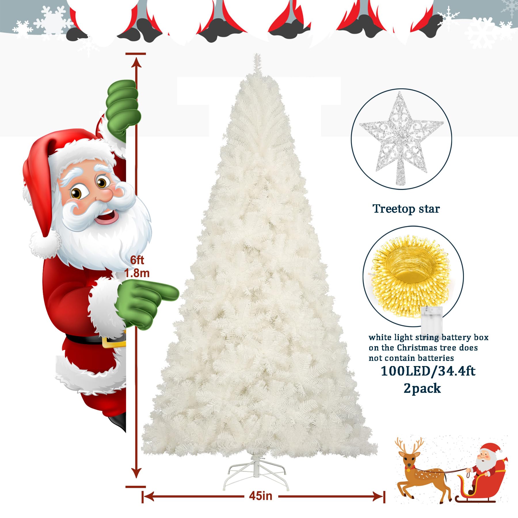Amazon.com: 6ft White Christmas Tree, Xmas Tree Artificial