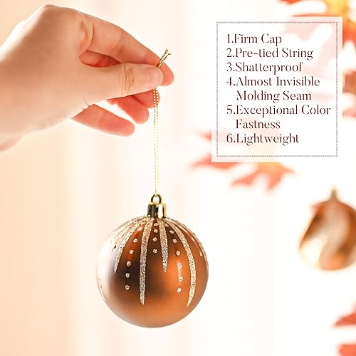 Miniatura 5 de Valery Madelyn Juego de adornos para árbol de Navidad, 70 quilates de cobre y oro inastillables, decoración de árbol de Navidad a granel, adornos