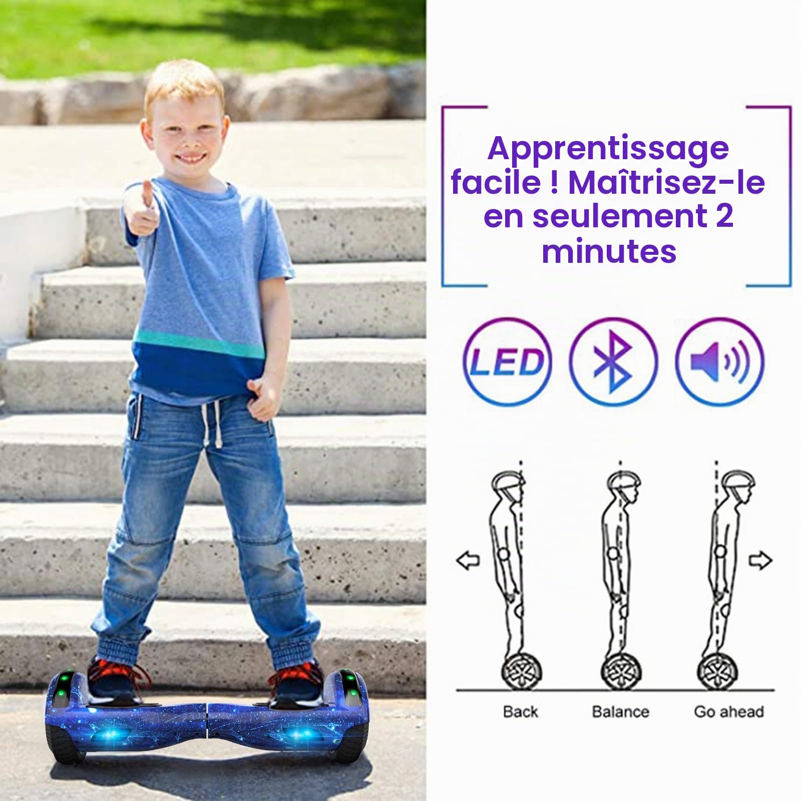 SISIGAD Offroad Hoverboard Kinder Adults mit 6,5" Reifen Leistungsstarke große Batterie Hoverboard Bluetooth-Lautsprechern LED-Licht,