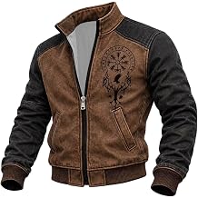 Mens Jacket Medieval Norse Mythology Viking Retro Zip Up Jacket with Pocket