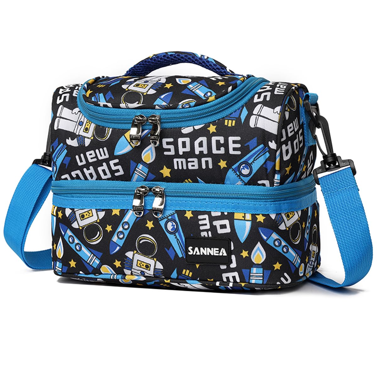 SAMERIO Double Deck Lunch Bag Cooler Insulated Lunch Box Tote 7L Spaceflight Bento Bags with Removable Adjustable Strap