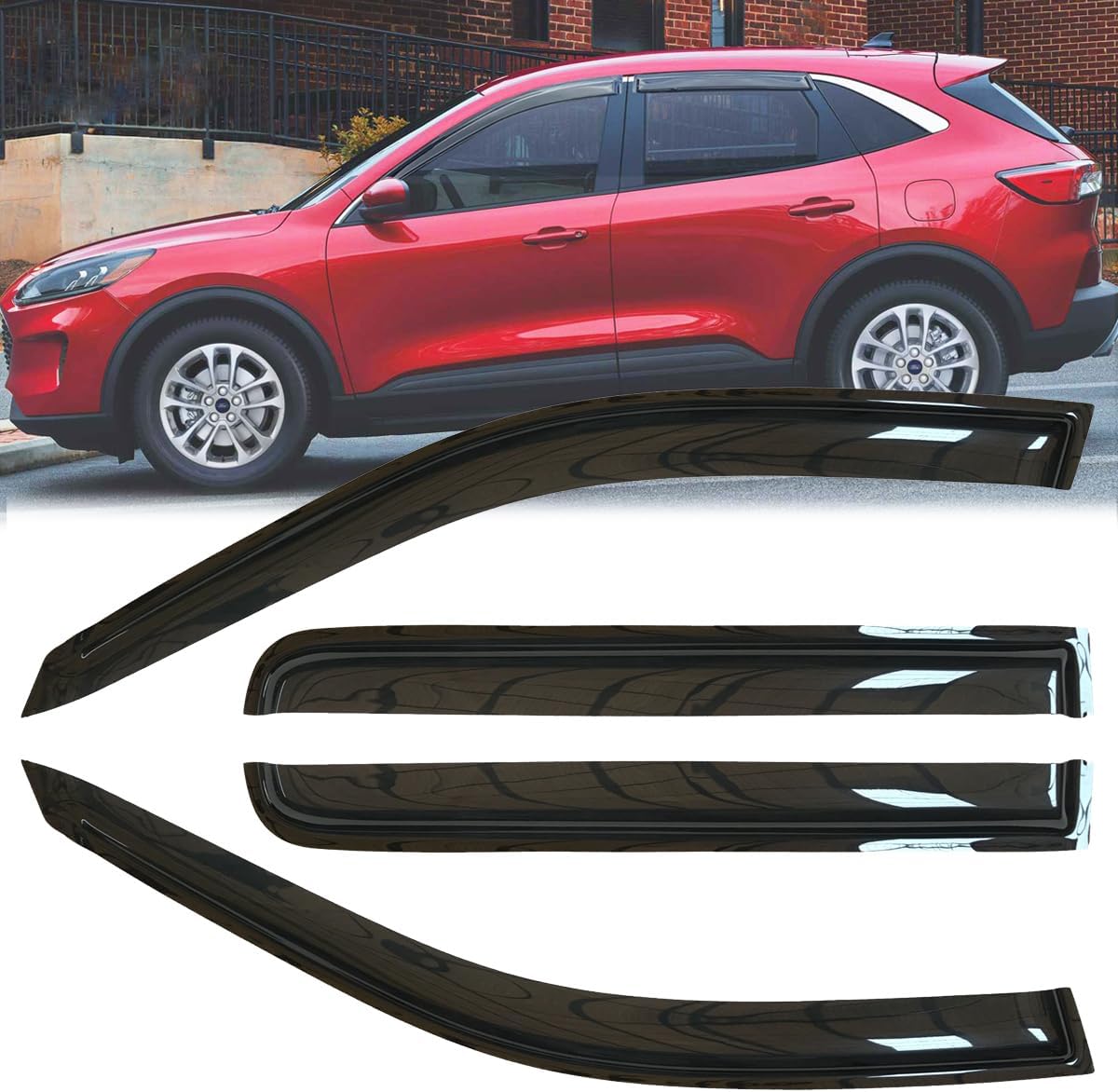 4pcs Original Outside Mount Style Window Rain Guards Shield Side Wind Deflectors Nice Looking Vent Window Visors Fit for 2020-2022 Ford Escape 94840