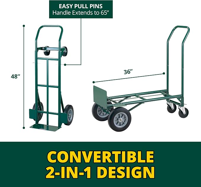 Carretilla convertible de mano Magna Cart 700 lb ruedas sólidas miniatura 2
