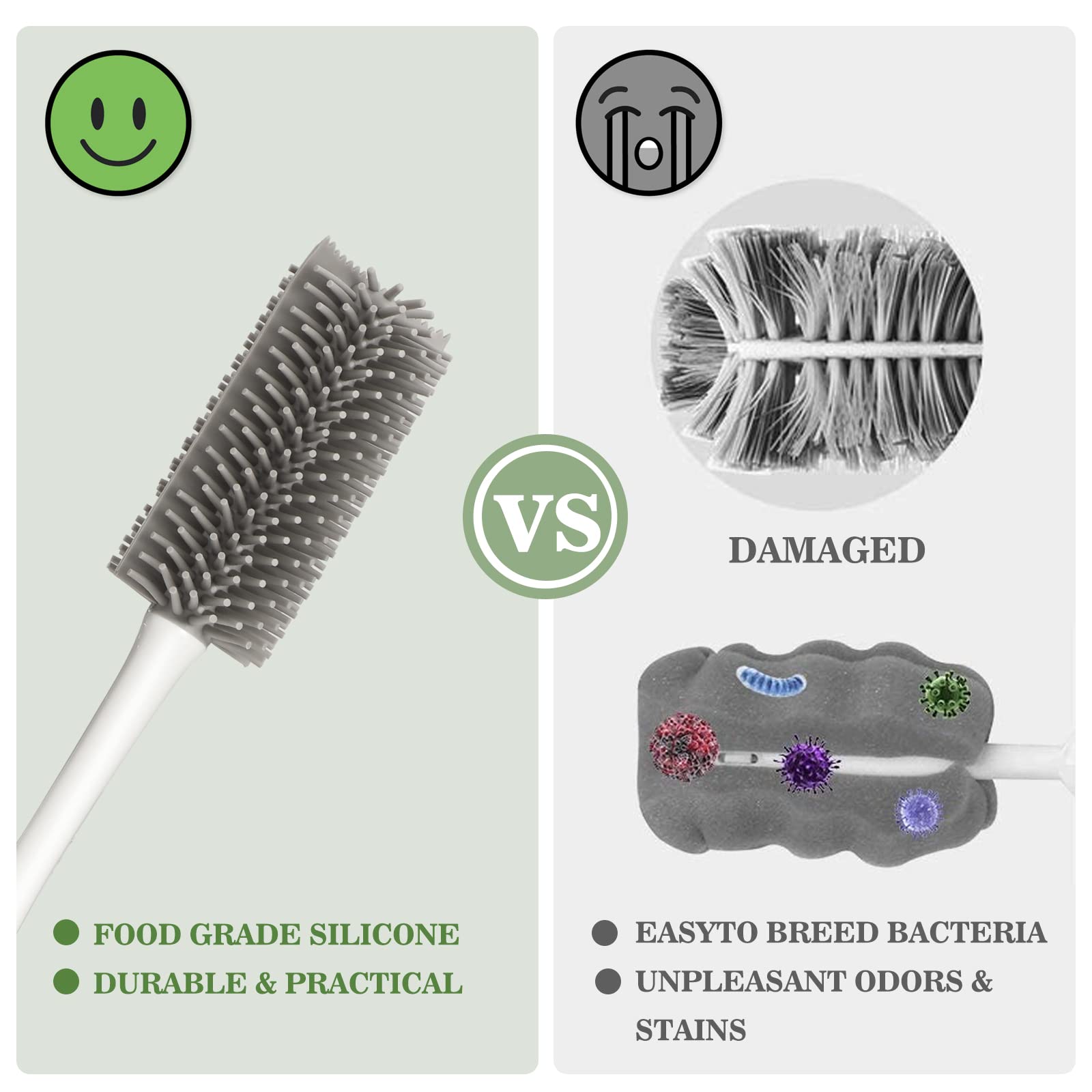 Spazzole In Silicone Per Pulizia 360° - Kit Per Bottiglie, Pentole E Lavello Da Cucina