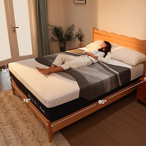 Miniatura 8 de Colchón King de espuma viscoelástica de gel de 14 pulgadas fabricado en Estados Unidos, tela de enfriamiento, grafeno y té verde, sin fibra