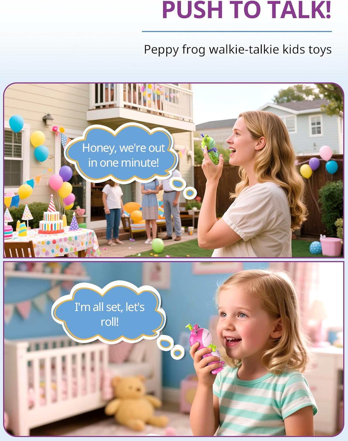 Walkie Talkies for Kids Rechargeable,Toys for Boys and Girls Ages 3-12, Funny Saluting Frog Toys for Kids, DIY Dress-Up Walkie Talkie Frogs