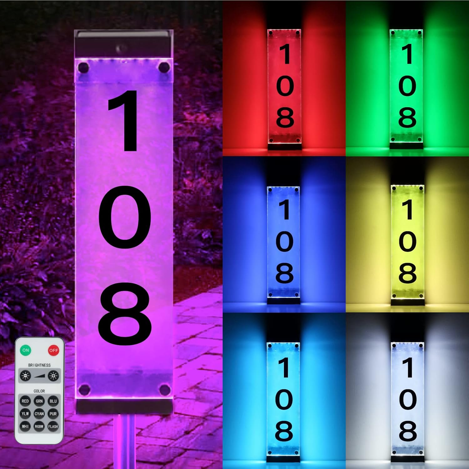 Tomskiko Solar Address Sign Solar House Numbers for