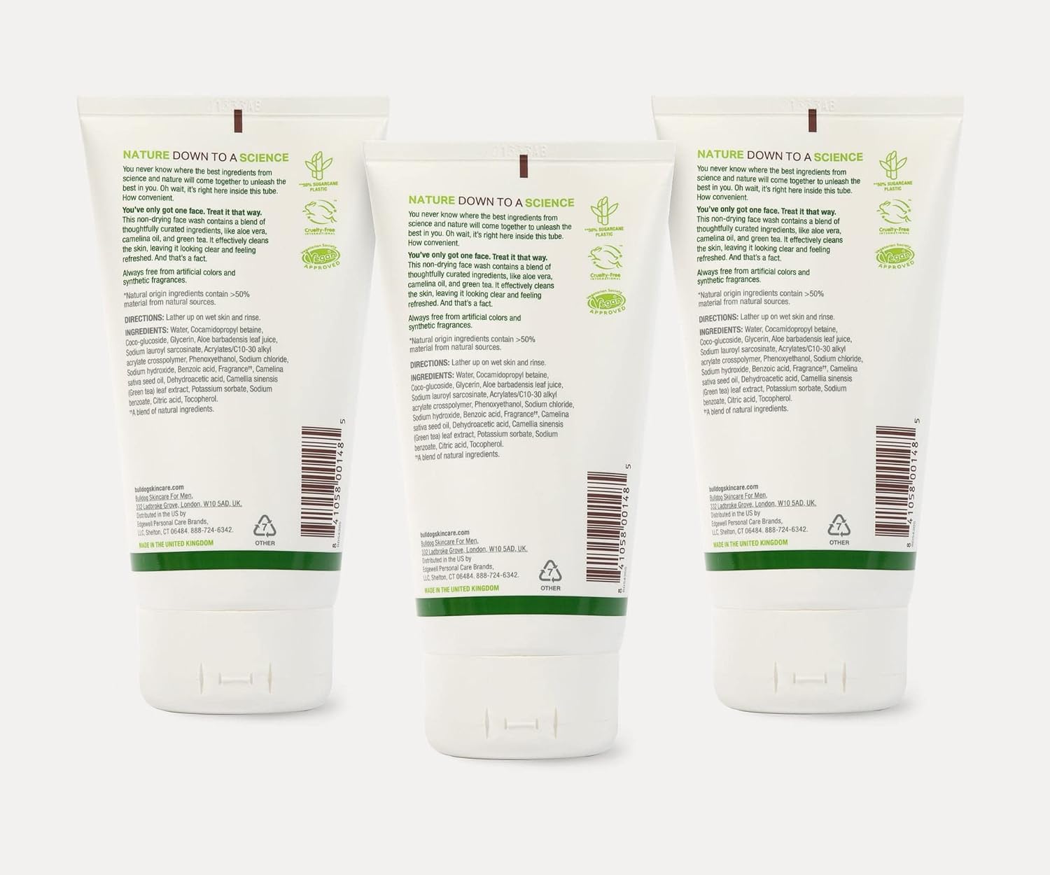 Bulldog Mens Skincare and Grooming Original Face Wash with Aloe, Camelina & Green Tea, 5 Fl. Oz. - Pack of 3 image 2
